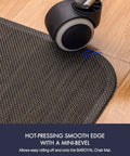 Close-up of office chair wheel on espresso Office Chair Mat For Hardwood Floors And Hard Surfaces Under Desk Use Non Slip Heavy Duty PVC Desk Rug 36 Inch By 48 Inch With Smooth Silent Glide And Durable Rubber Backing Protects Wood Tile Laminate Espresso