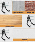 16 Piece Heavy Duty Garage Storage Hooks Set With Anti Slip Coating Wall Mount Hangers on various wall types