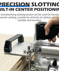 Badass Manual Mortise And Tenon Jig For Routers, precision wood slotting stand with handle and slotted wood base.
