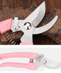 Rugged Pro Grade Garden Flower Shears Pruning Scissors Six Point Nine Inch High Carbon Steel Sharp Plant Cutter Pink Handle