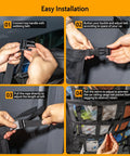 Step-by-step installation of Overhead Vehicle Cargo Net With Three Pockets 31.5 X 21.6 Inch Roof Storage Mesh Organizer for cars.