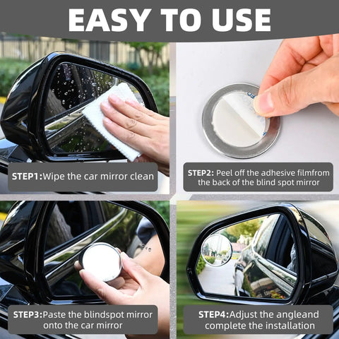 Installation steps for Two Pack 2 Inch Round Blind Spot Mirrors With Rust Resistant Frame And HD Real Glass For Cars SUVs