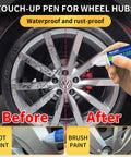 Wheel Repair Kit With Touch Up Paint For Curb Rash And Scratches In Light Silver in use, showing before and after results on wheel.