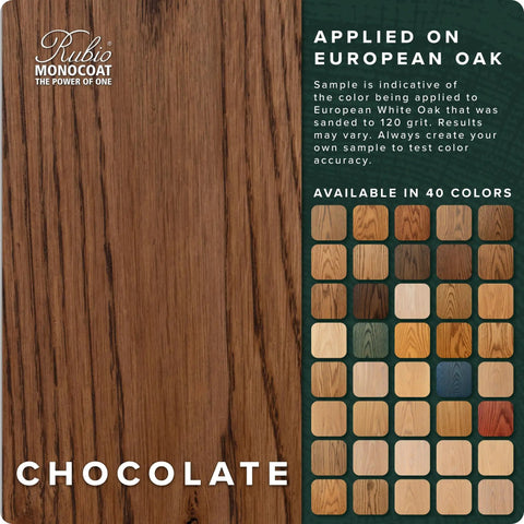 Sample of One Coat Chocolate Wood Stain And Finish Oil Plus 2C For Indoor Use on European oak