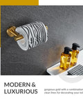 Brushed Dark Gold Stainless Steel Toilet Paper Holder With Round Arm Design, SUS304 Wall Mount TP Hanger For Regular And Large Rolls