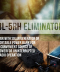 Focus keyword: Battery Eliminator For BF-F8HP Pro And Other Handheld Radios From 12V To 24V DC, shown near a solar generator in field use.