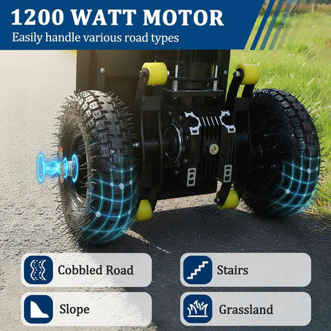Heavy Duty Electric Stair Climbing Dolly With 880 Lb Capacity And Super Strong 1500W Motor for various terrain handling.