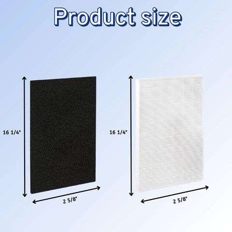 Easy Install Premium True HEPA Carbon Filter Replacement For Winix AM90 2 Pack size dimensions with measurements