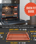 Copper Air Fryer Tray Set For Oven And Toaster Oven dimensions guide with basket and pan measurements