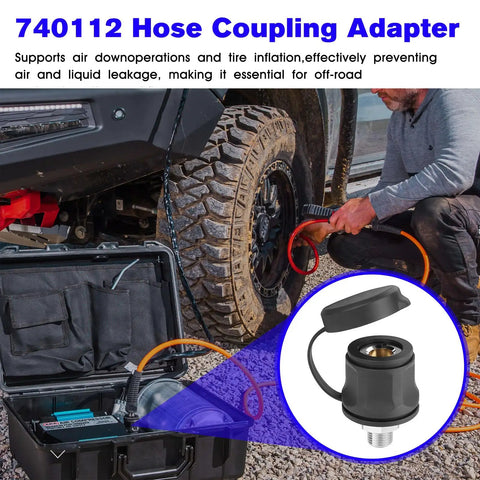 Top Shelf Air Compressor Hose Adapter With Slick Dust Cover And Rock Solid A R B Quick Connect Coupling For Universal On Board Systems Secure Tank Gauge Air Chuck Plug And Play Setup near off-road vehicle.