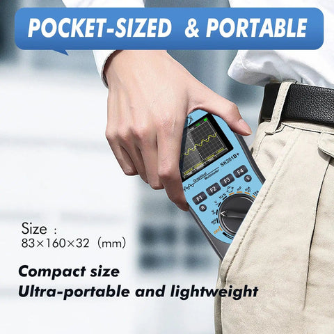 Person placing Two In One Portable Oscilloscope And Multimeter With 1 MHz Bandwidth And 2.5 Msps Sampling into a pocket