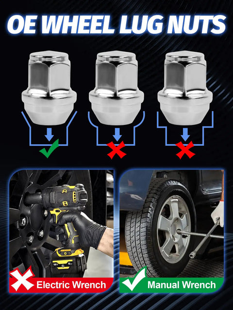 20 Piece M14x1.5 Chrome Lug Nuts Set For Lincoln Edge MKX MKZ Aviator Wheels Replacement installation instructions.