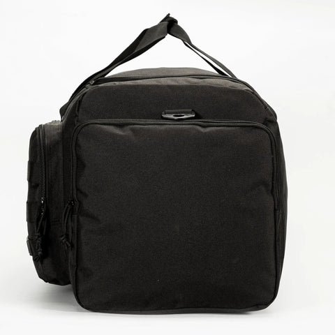 60L Heavy Duty Duffel Travel Bag With Waterproof 900D Exterior And Foldable Design, front view of durable black gear bag