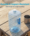 Stackable Five Gallon Water Jug With Easy Carry Handle For Space Saving Storage Lightweight Durable Container For Camping Emergency Prep And Daily Hydration Go To Hydration Solution on wooden table
