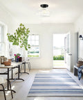 Bright room with Semi Flush Mount Ceiling Light Fixture In Brushed Nickel With Globe Glass Shade, Industrial Farmhouse Hallway Lighting