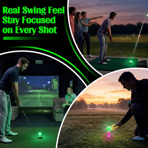 Glow In The Dark Golf Practice Ball Set With 20 Glow Balls And 20 Rubber Tees 42 Point 6 Mm Size For Night Training In Your Backyard