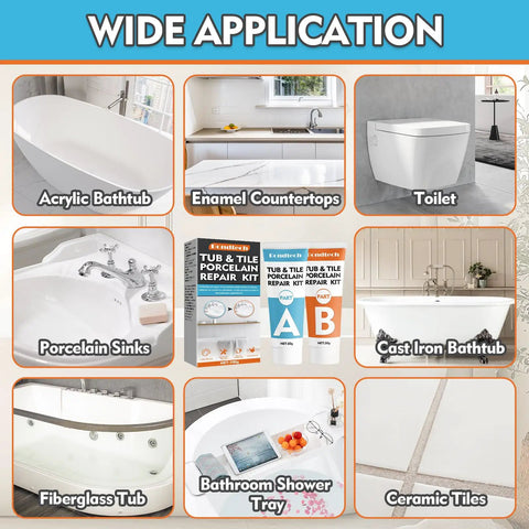 Porcelain Repair Kit For Tub And Tile With Dope Adhesion And Waterproof Sealant for various surfaces like bathtubs and tiles