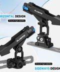 2 In 1 Kayak Fishing Rod Holder For Boats Track Mounted And Deck Mounted Universal Boat Rod Holder For Kayaks And Small Boats Keeps Your Rods Locked In While You Paddle Or Cast., black plastic rod holder with track mount and deck mount, horizontal and sideways design