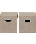 Heavy Duty Foldable Cube Storage Bins With Secure Snap Lids And Polished Chrome Handles In Warm Brown Linen Fabric For Closets Shelves And Bedroom Organization No Hassle Top Shelf American Craft, set of 2, 11.4x11.4x11 inches.