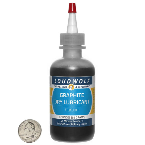 Ultra Fine 44 Micron Graphite Powder, 3 Ounces, 99.9 Percent Pure Military Grade for DIY Projects and Crafting bottle.