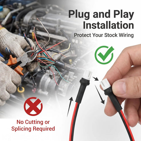 Person installing Rugged T10 Male Socket Connector Pair With Pre Wired Extension Plug Adapter for car lighting.