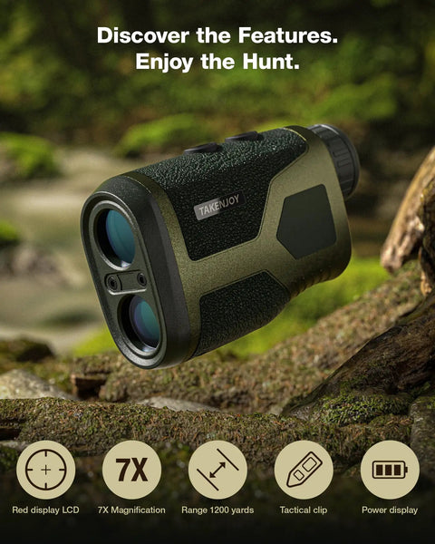 Straight Shooter Laser Rangefinder For Hunting With Seven X Magnification And Twelve Hundred Yard Range Built For Dense Cover Featuring Quick Speed Calculations Waterproof Build And Carry Pouch