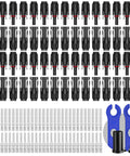 Image of Heavy Duty 30 Pairs Solar Connector Kit with 60 Pcs Panel Cable Adapters IP68 Waterproof Dustproof 1000V 30A connectors and spanners.
