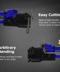 Heavy Duty Manual Rebar Cutter And Bender Tool With Removable Shears lever action showing easy cutting and bending of rebar.