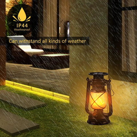 Outdoor Solar Lanterns With Lit Dancing Flame LED Lights For Patio And Garden, Waterproof Hanging Lanterns, Auto On Off, Energy Saving Camping Lamps, Landscape Decor For Yard Pathway And Porch, 2 Pack