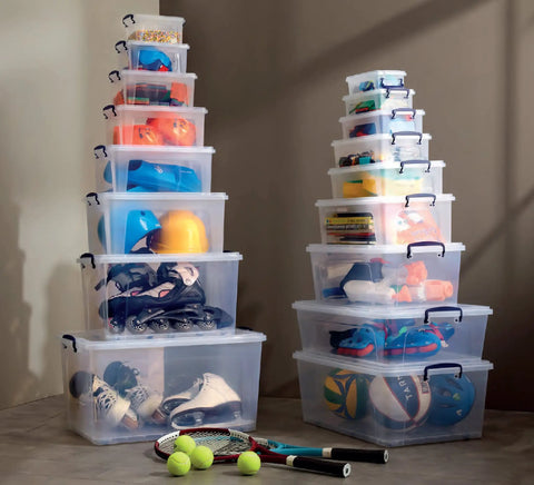 Sixty Quart Clear Stackable Storage Bins With Tight Lids Hella Huge Plastic Totes For Kitchen Pantry Organization Bpa Free Food Safe Container Pack Of Four