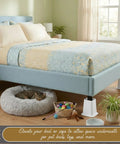 No Sweat Heavy Duty 6 Inch Bed Risers Set Of 4 White Stackable Furniture Boosters for elevating bed and sofa with storage space underneath.