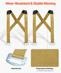 Heavy Duty Two Person Moving Straps With Adjustable Shoulder Harness And Beefy Steel Buckles For Hassle Free Hauling Of Furniture Mattresses And Appliances Without Wrecking Your Back, showing wear-resistant straps with metal buckles.