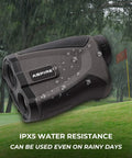 Golf Rangefinder With Slope On Off 6X Magnification 1000 Yard Pin Seek Waterproof under rain showing water resistance