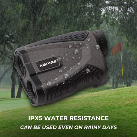 Golf Rangefinder With Slope On Off 6X Magnification 1000 Yard Pin Seek Waterproof under rain showing water resistance