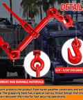 Beefy Heavy Duty Ratchet Chain Binder One Quarter To Five Sixteenths Inch With G70 Grab Hooks in use on truck