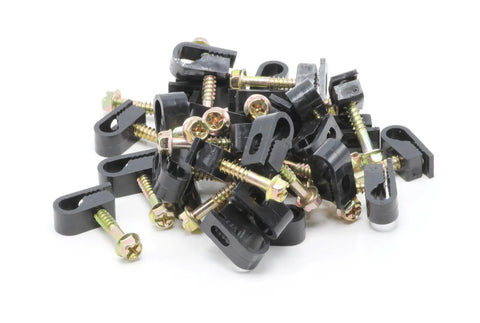 One Quarter Inch Coax Cable Clips With Screws Outdoor Exterior Cord Management for Coax Ethernet Cat5 6 and Electrical Wires 100 Pack