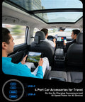 Passengers using 90W 4 Port Car Charger With USB C And USB A Fast Charge Dual USB C PD3.0 And USB A QC3.0 in vehicle