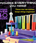Ultimate Science Lab Kit For Kids And Teens Ages 8 And Up With Over 40 Hands On Experiments And All Materials Included Zoom Ooze And Explore featuring three-tier colorful lab station and test tubes.