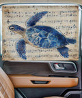 Blue Turtle Watercolor Car Curtain Set For Side Windows Magnetic Double Layer Blackout Shade With Mesh Privacy 26 By 20 Inches