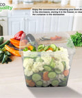 150 Ounce Square Deli Containers With Airtight Lids BPA Free Plastic Microwave Safe Freezer Safe Stackable Takeout Storage with vegetables