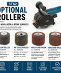 Good Luck 1400 Watt Electric Brush Sander For Wood Metal Stone Heavy Duty Powerhouse For Paint Stripping And Surface Texturing With Variable Speed Control, featuring optional rollers.