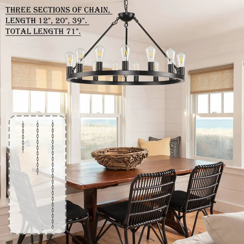 18-Light Sputnik Chandeliers Black Modern Semi Flush Mount Ceiling Light Fixture With Adjustable Height Hanging Lamps