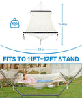 Two Person Rope Hammock With Hardwood Spreader Bar For Indoor Outdoor Use, Handwoven Caribbean Style, on a metal stand