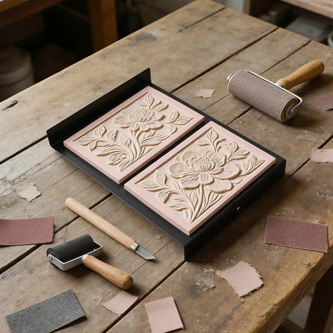 Newbie Friendly Rubber Stamp Carving Kit With 10 Blocks And Angled Knife For DIY Crafting Ink Roller For Even Ink Distribution Easy Carving Tools For Makers And Stamp Enthusiasts, floral blocks