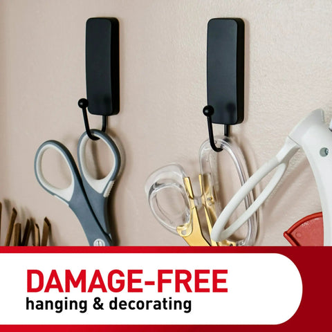 Medium Matte Black Wall Hook Set With Two Coat Hooks And Four Adhesive Strips, Damage Free Hanging Without Tools, Perfect For Home Decor, Holds Up To Three Pounds On Walls Doors Or Cabinets