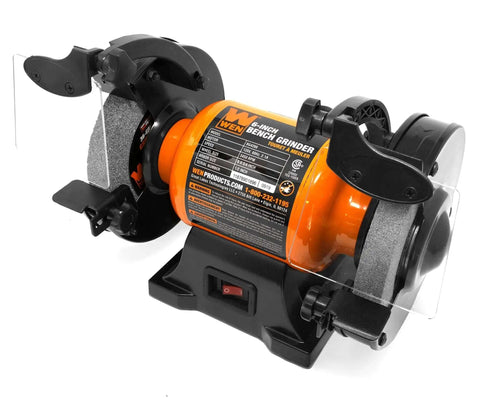 Beast Of A 6 Inch Bench Grinder With 2.1 Amp Motor 3450 RPM Includes 60 Grit And 36 Grit Wheels One Half Inch Arbors