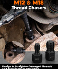 M12 and M18 thread chasers from Pro Grade Oxygen Sensor Socket Set for easy O2 sensor removal in auto repairs