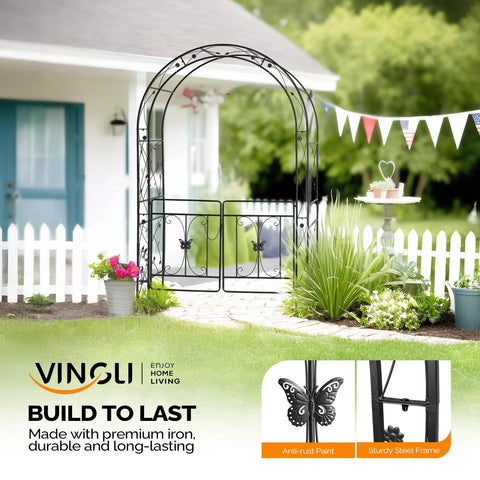 Sturdy Garden Arbor Arch For Weddings And Parties, Heavy Duty Steel Trellis For Climbing Plants, Outdoor Pergola Decor For Backyard