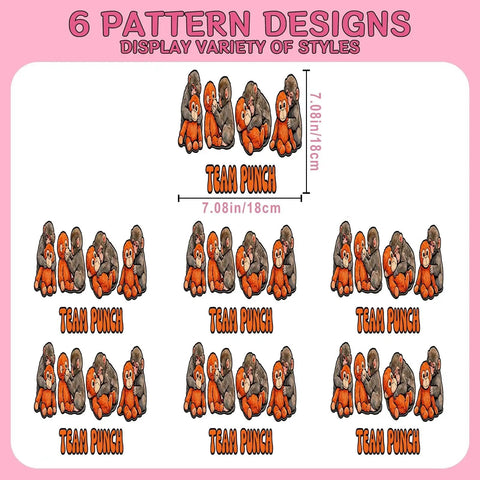 6 Pack Dtf Transfers Premium Hd Vivid Color Ready To Press Heat Transfer Stickers Dope For T Shirts 7x7 showing Team Punch design.