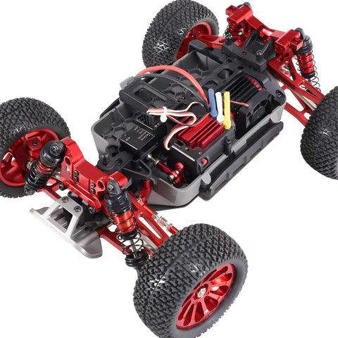 Aluminum Suspension Arms And Steering Knuckle Kit With Shock Tower And Linkage For 1 Sixteenth Scale RC Cars, red upgrade parts.